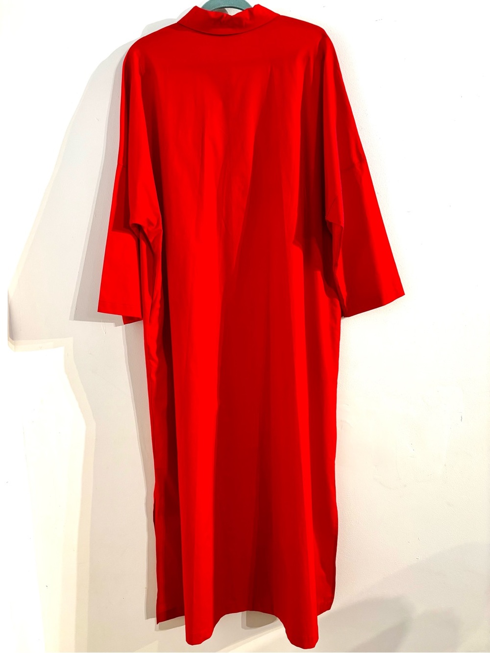 NWT Adrienne Regan Maxi Red Solid Full Button Shirt Dress Large - Picture 7 of 7